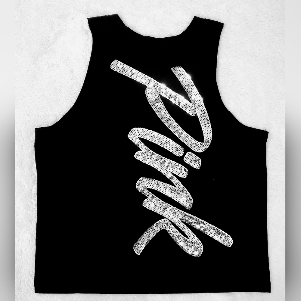 💎BLING💎Sequin Muscle Tank Top with Mesh below Neckline💎